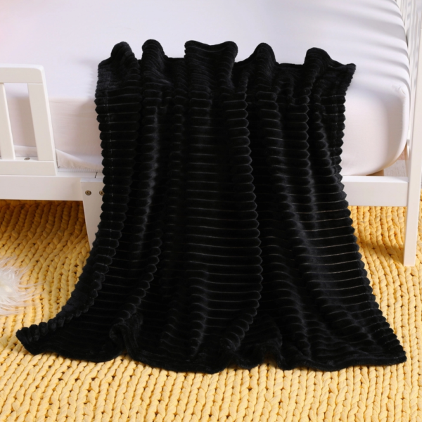 Close-up of black blanket.